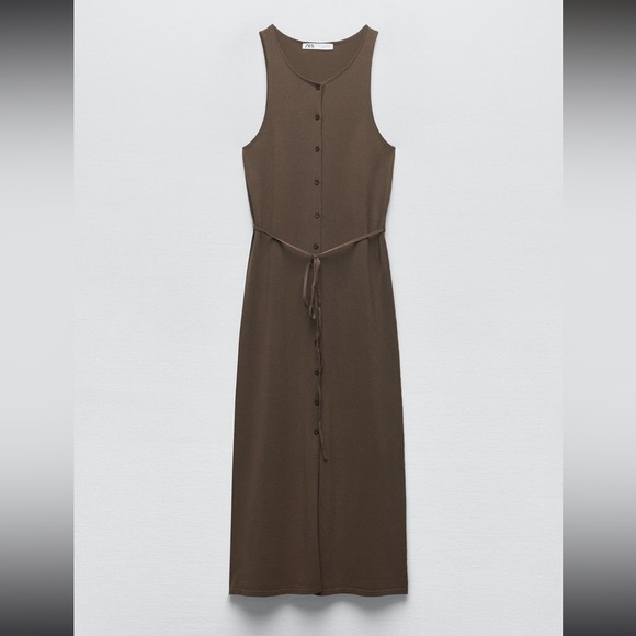 Zara Dresses & Skirts - ZARA MIDI KNIT DRESS WITH BUTONS AND BELT